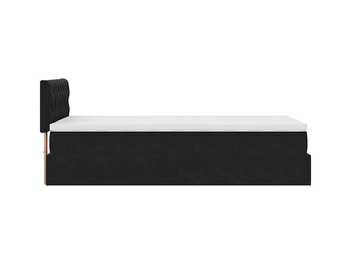 Estrutura de cama otomana com colchão preto veludo
