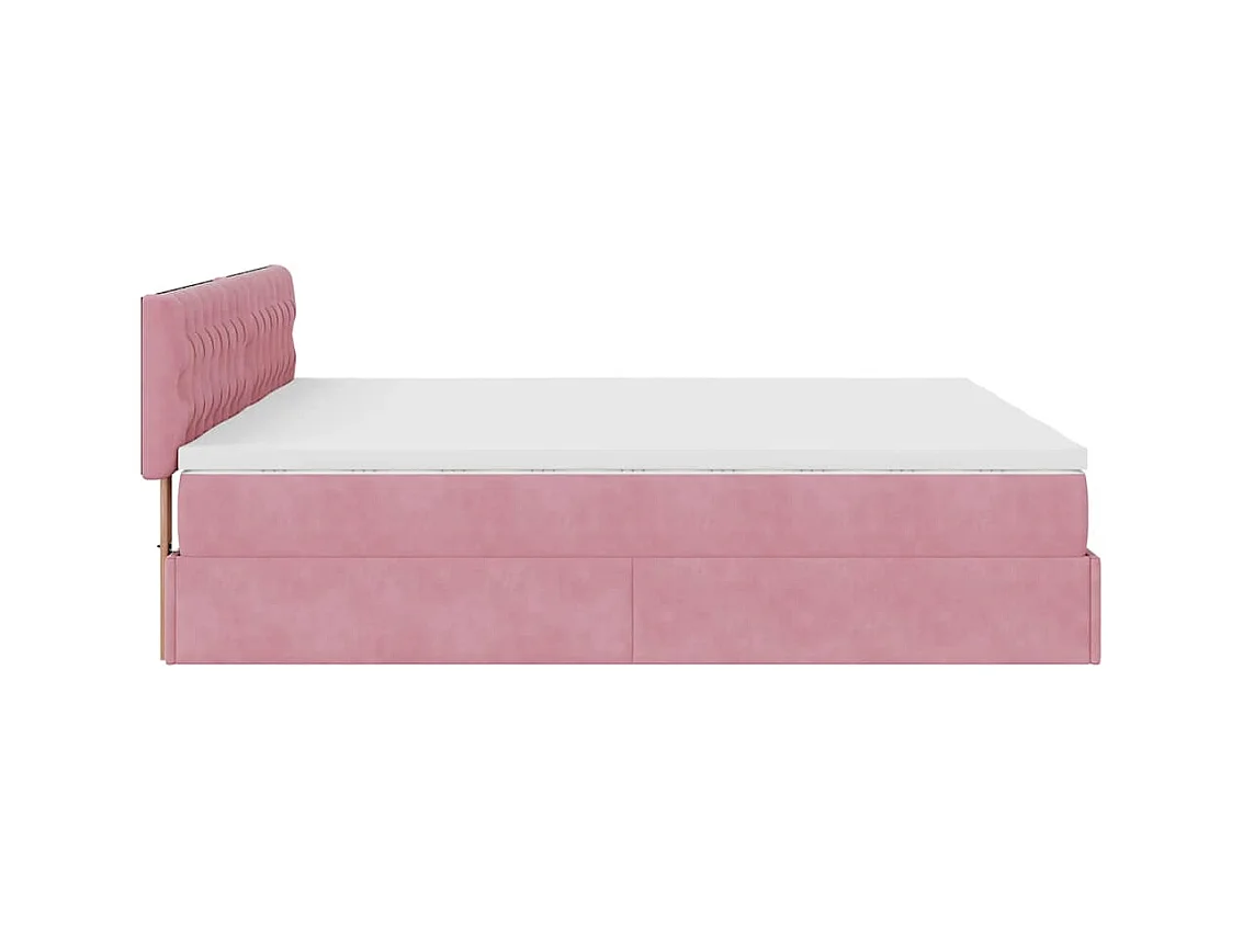 Cadre de lit ottoman avec matelas rose 200x200 cm velours