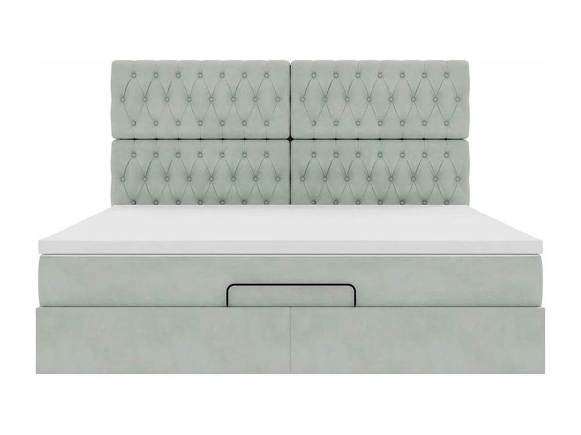 Cadre de lit ottoman et matelas gris clair 160x200cm velours