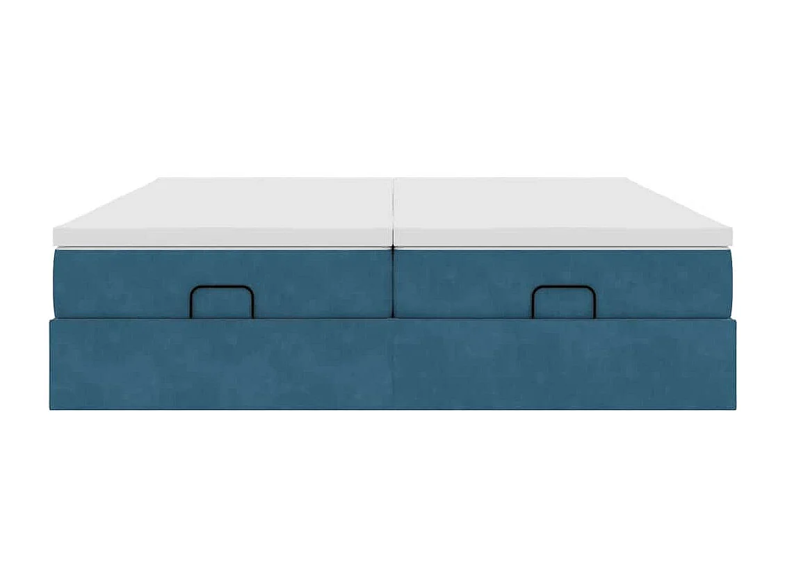 Cadre de lit ottoman avec matelas bleu foncé 200x200 cm velours