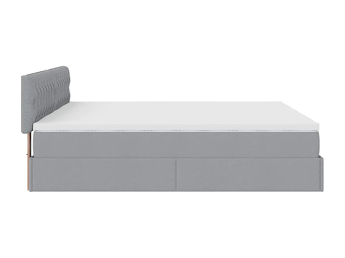 Cadre de lit ottoman et matelas gris clair 200x200cm tissu