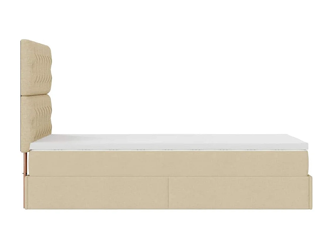 Cadre de lit ottoman avec matelas crème 90x190 cm tissu