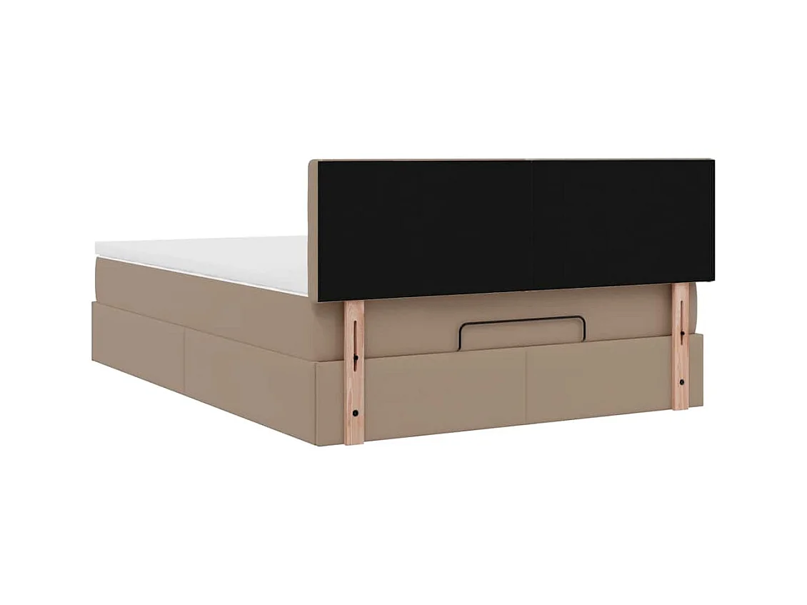 Cadre de lit ottoman et matelas cappuccino 140x190cm similicuir
