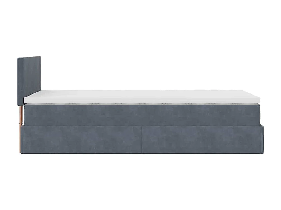 Cadre de lit ottoman avec matelas gris foncé 100x200 cm velours