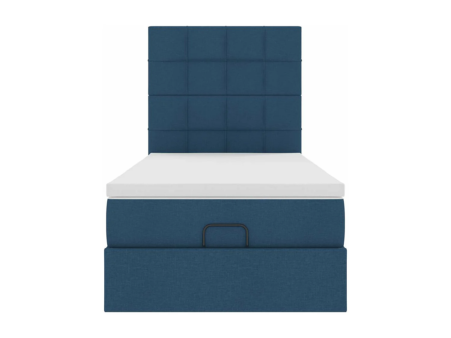 Cadre de lit ottoman avec matelas bleu 90x190 cm tissu