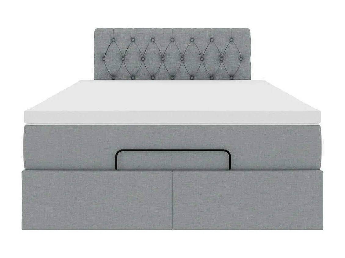 Lit ottoman avec matelas gris clair 120x190 cm tissu
