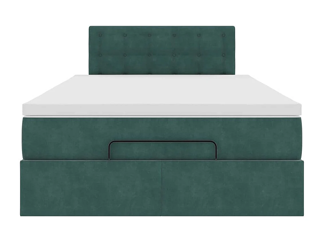Estructura de cama otomana colchón terciopelo verde oscuro