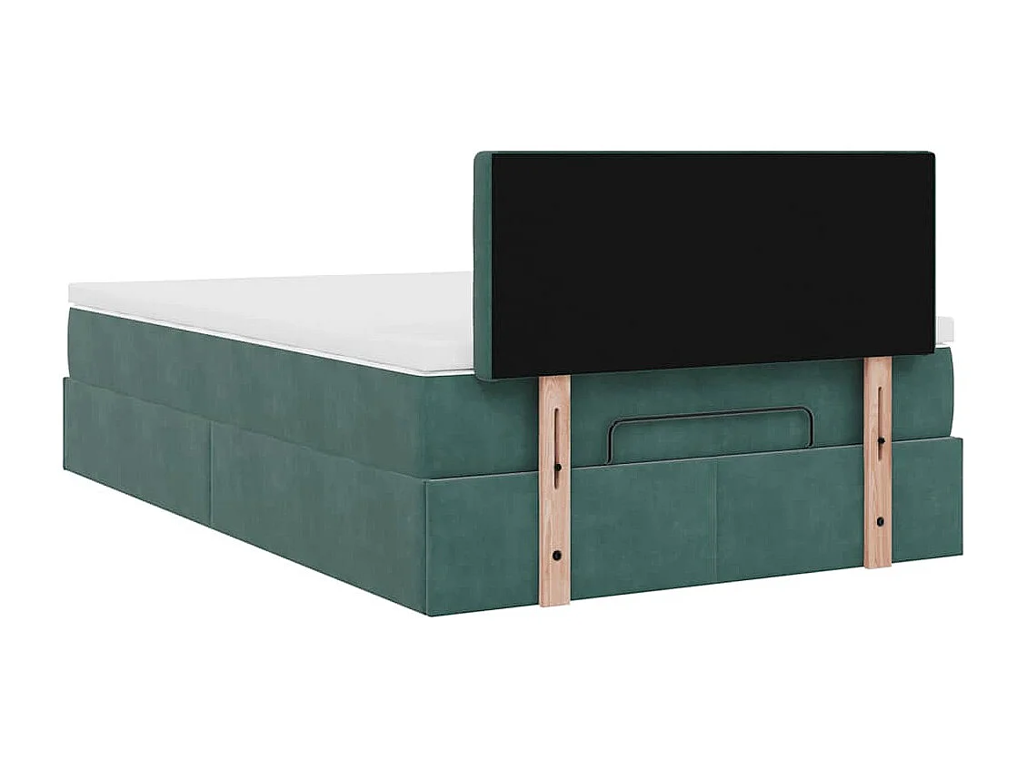 Cadre de lit ottoman avec matelas vert foncé 120x190 cm velours