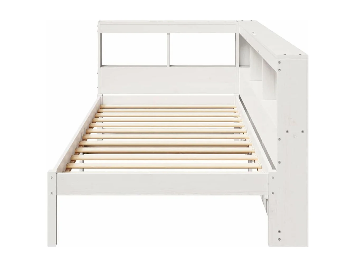 Lit bibliothèque sans matelas blanc 90x190cm bois de pin massif