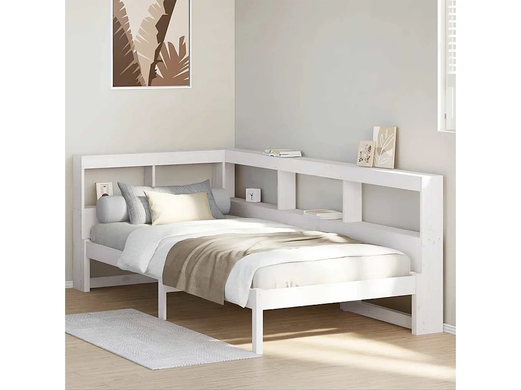 Cama con estantería sin colchón madera maciza de pino 90x190 cm