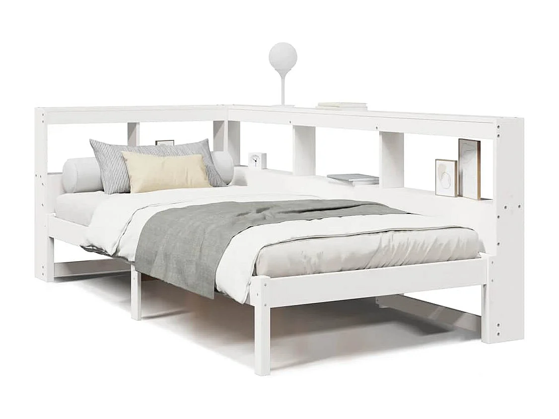Cama con estantería sin colchón madera maciza de pino 90x190 cm