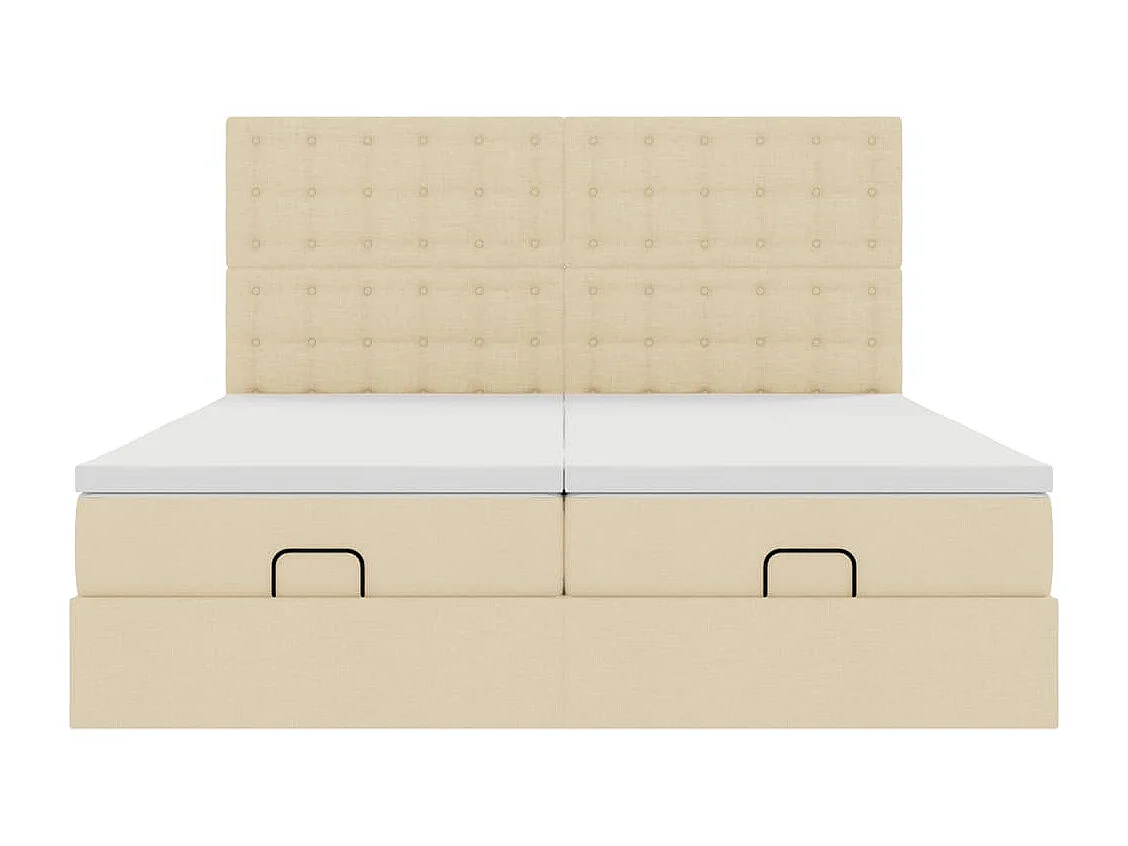Cadre de lit ottoman avec matelas crème 160x200 cm tissu