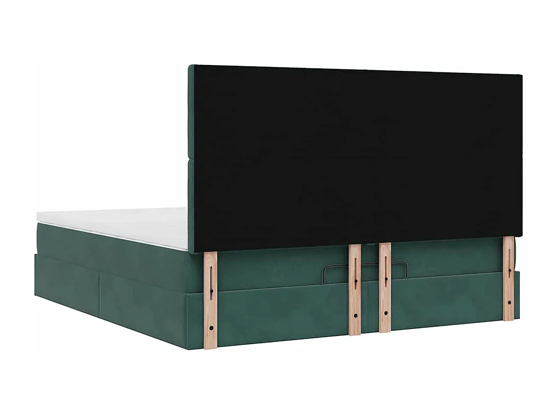 Cadre de lit ottoman avec matelas vert foncé 180x200cm velours