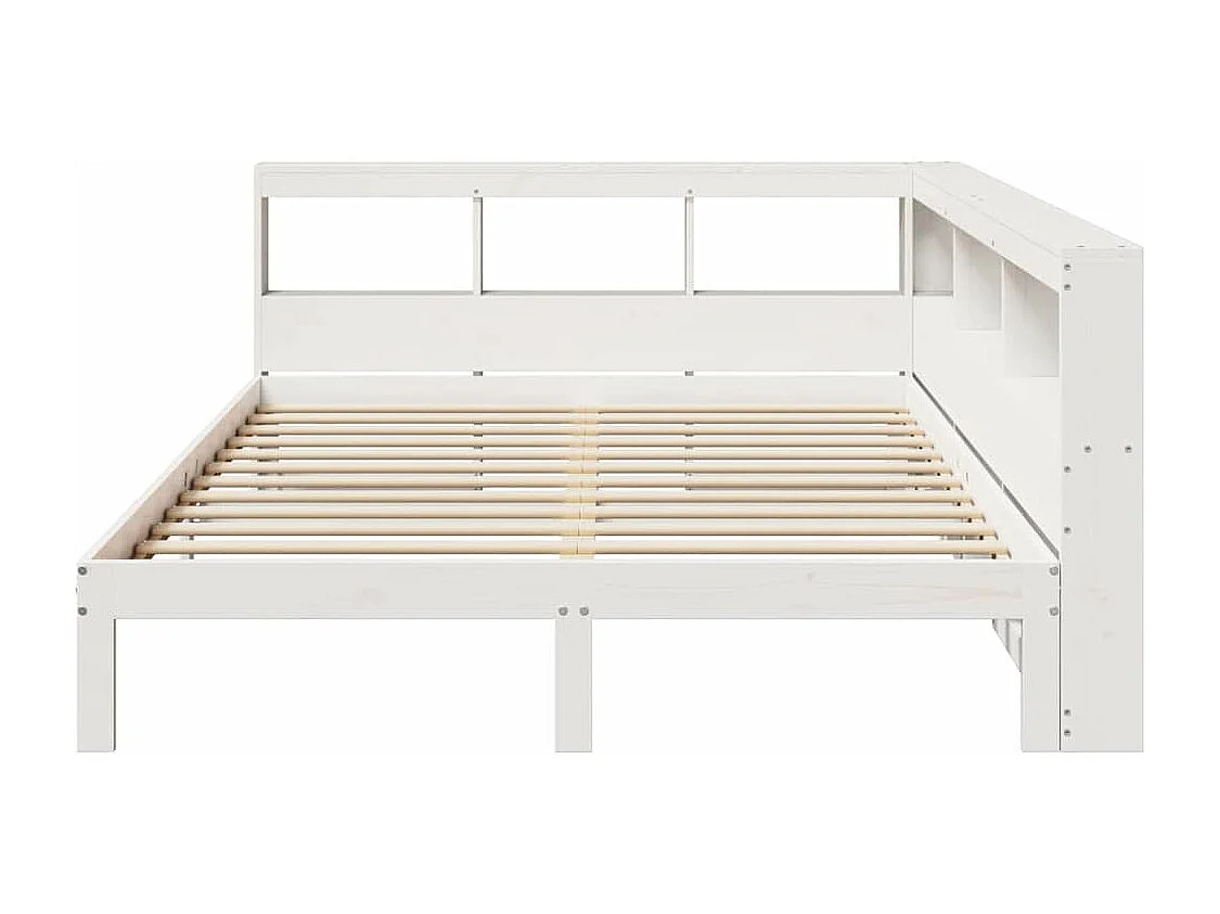 Bed met boekenkast zonder matras grenenhout wit 160x200 cm