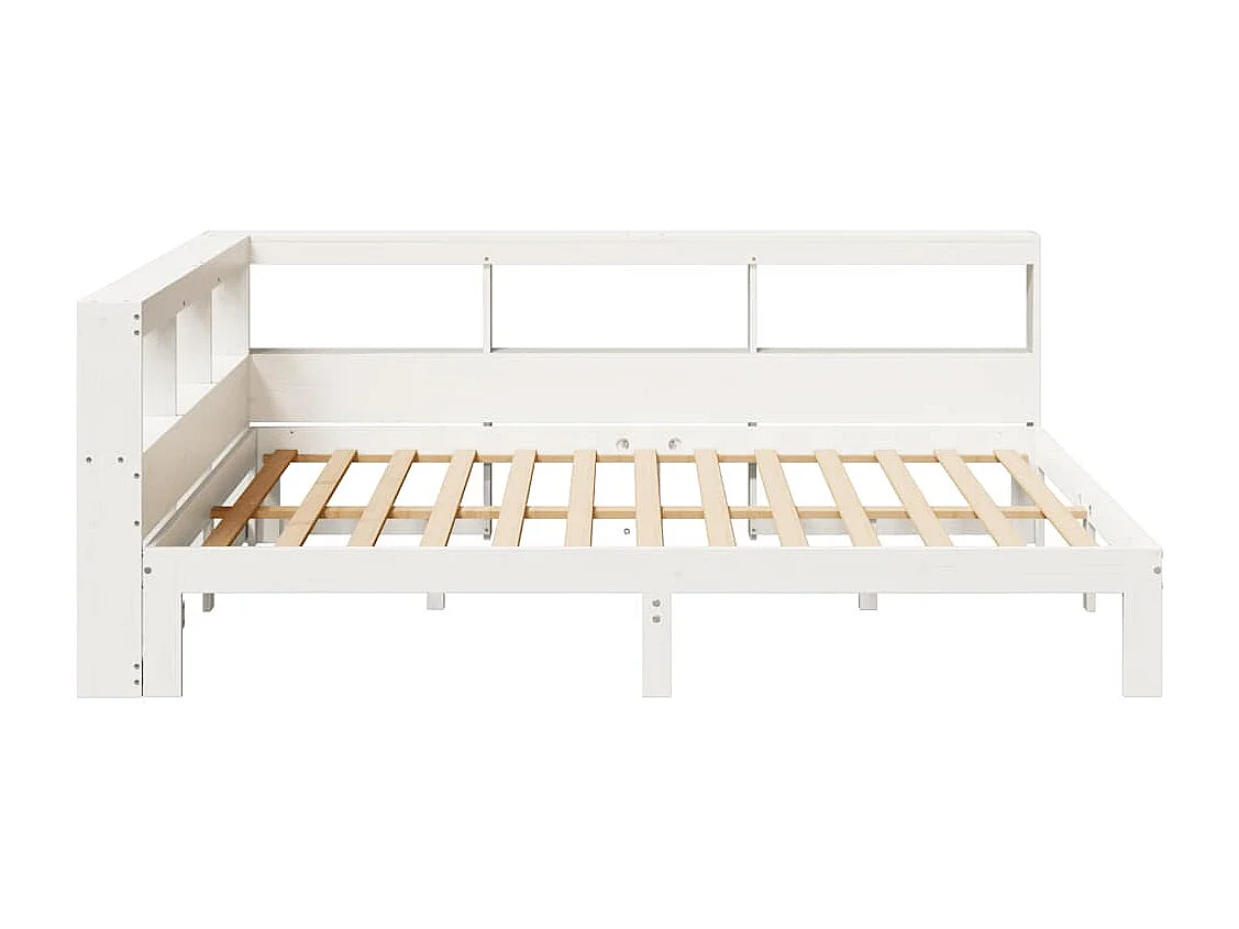 Bed met boekenkast zonder matras grenenhout wit 160x200 cm