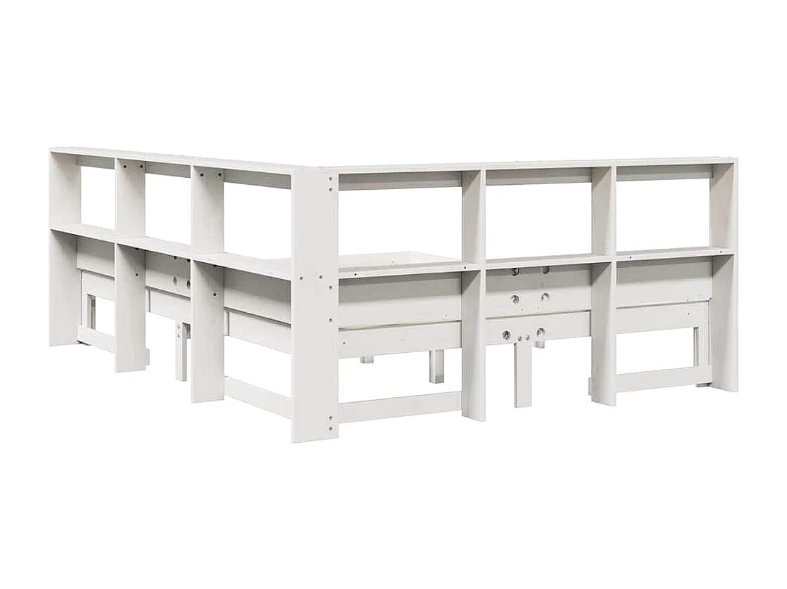 Lit bibliothèque sans matelas blanc 160x200 cm bois pin massif