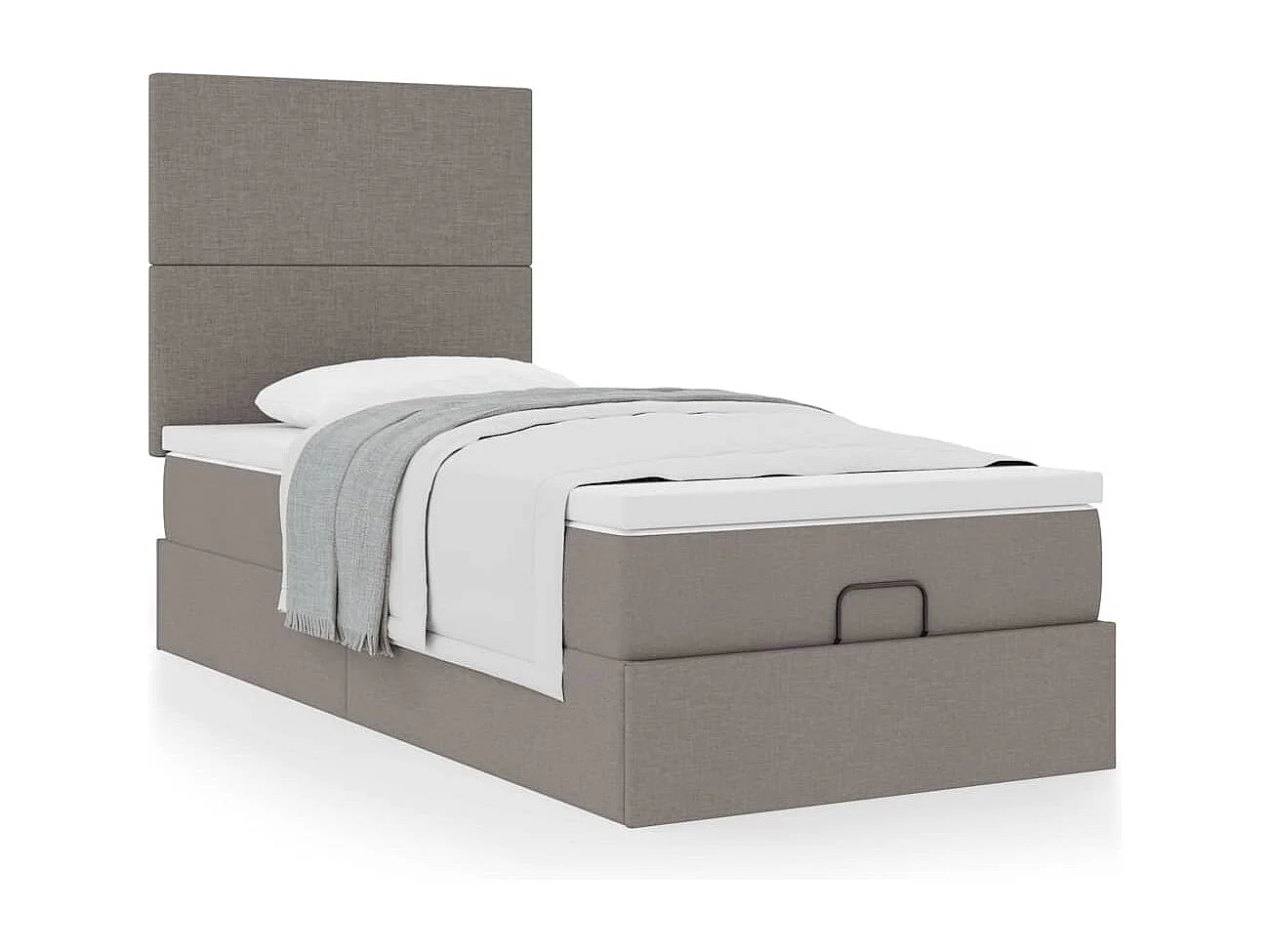 Cadre de lit ottoman avec matelas taupe 100x200 cm tissu