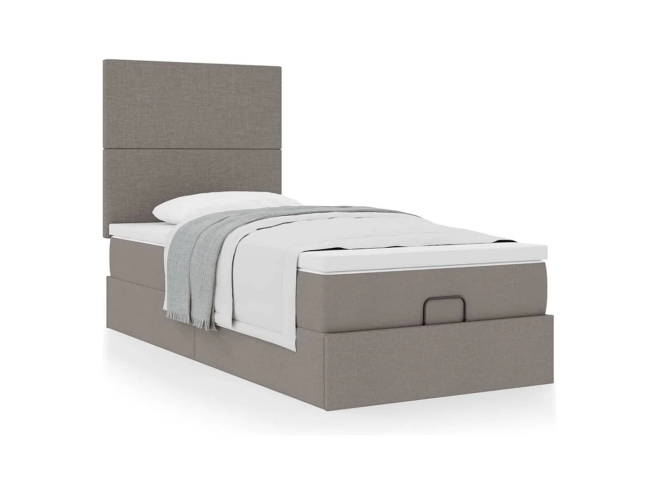 Bed met matras 100x200 cm stof taupe