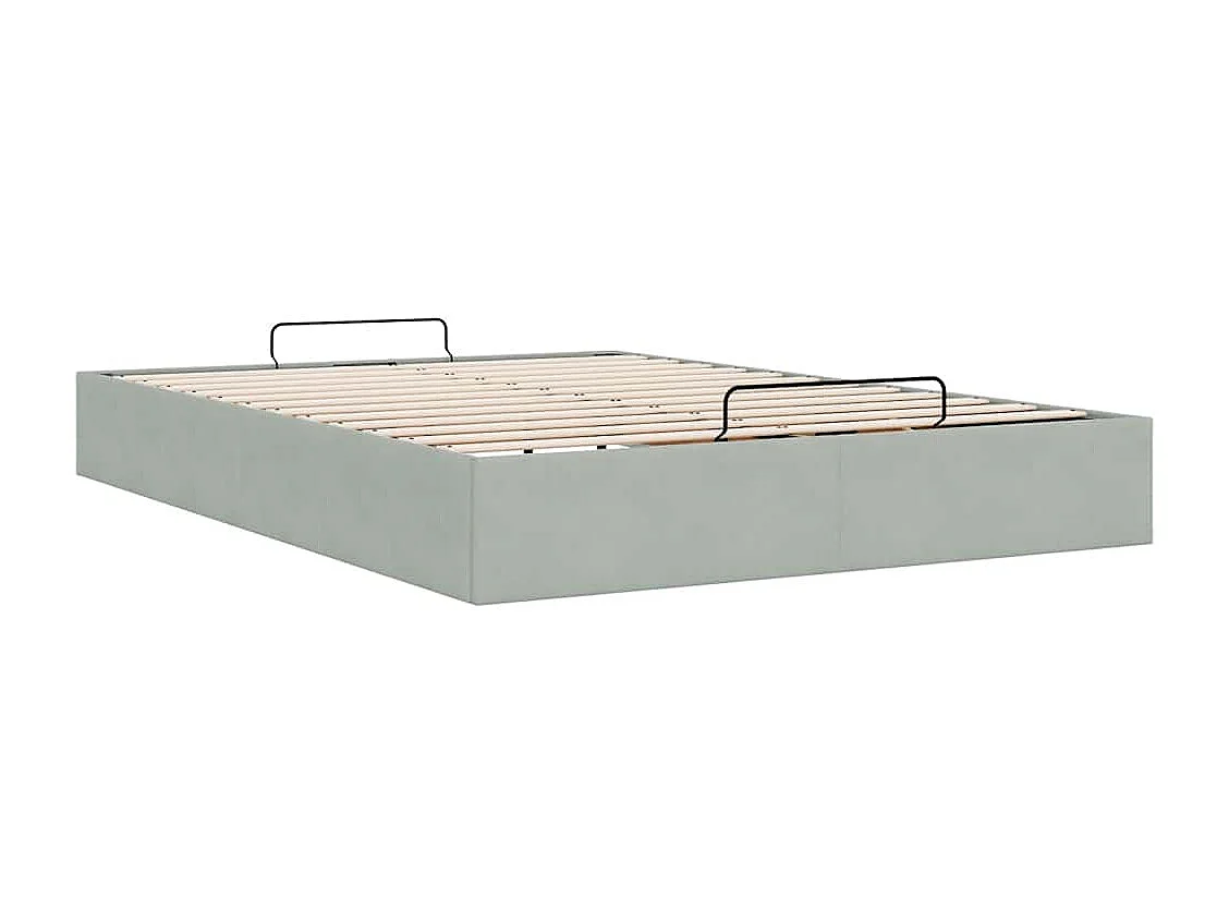 Cadre de lit ottoman sans matelas gris clair 140x200 cm velours