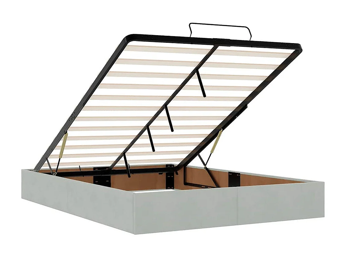 Cadre de lit ottoman sans matelas gris clair 140x200 cm velours