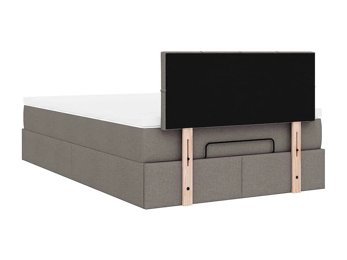 Cadre de lit ottoman avec matelas taupe 120x200 cm tissu