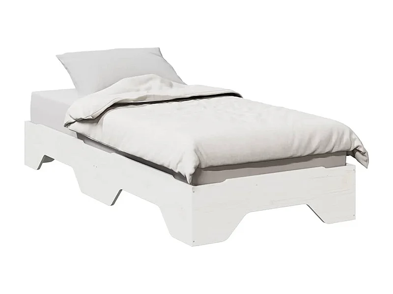 Cadre de lit sans matelas empilable blanc 90x190 cm bois massif
