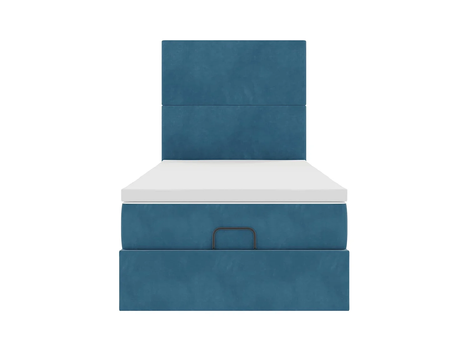 Cadre de lit ottoman avec matelas bleu foncé 90x200 cm velours
