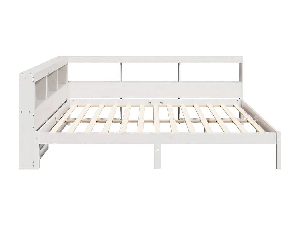 Lit bibliothèque sans matelas blanc 140x200 cm bois pin massif