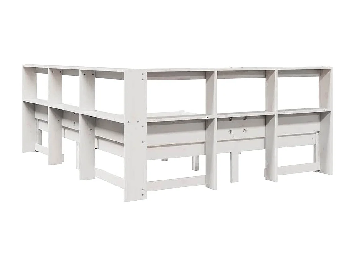 Lit bibliothèque sans matelas blanc 140x200 cm bois pin massif