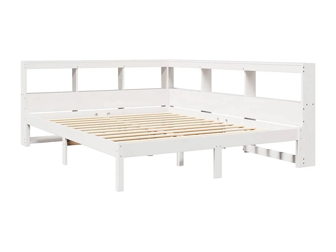Bed met boekenkast zonder matras grenenhout wit 140x200 cm