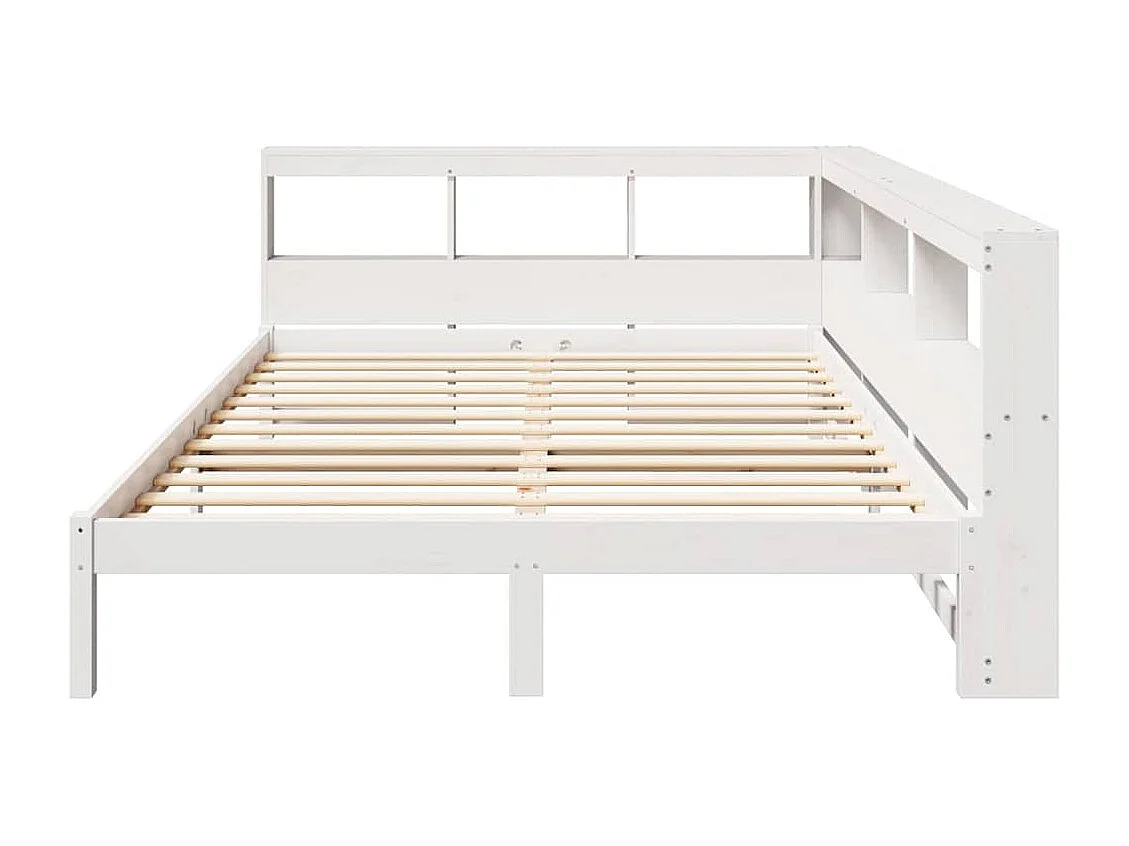 Bed met boekenkast zonder matras grenenhout wit 140x200 cm