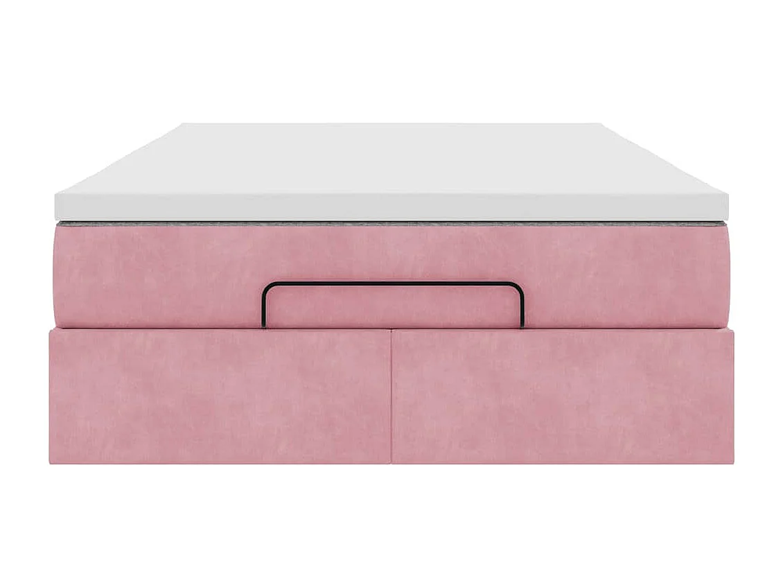 Cadre de lit ottoman avec matelas rose 120x190 cm velours