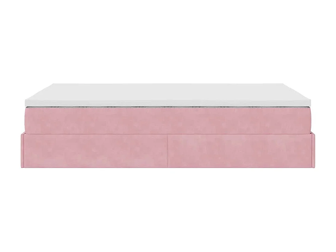 Cadre de lit ottoman avec matelas rose 120x190 cm velours