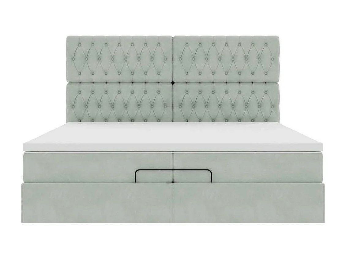 Cadre de lit ottoman avec matelas gris clair 200x200 cm velours