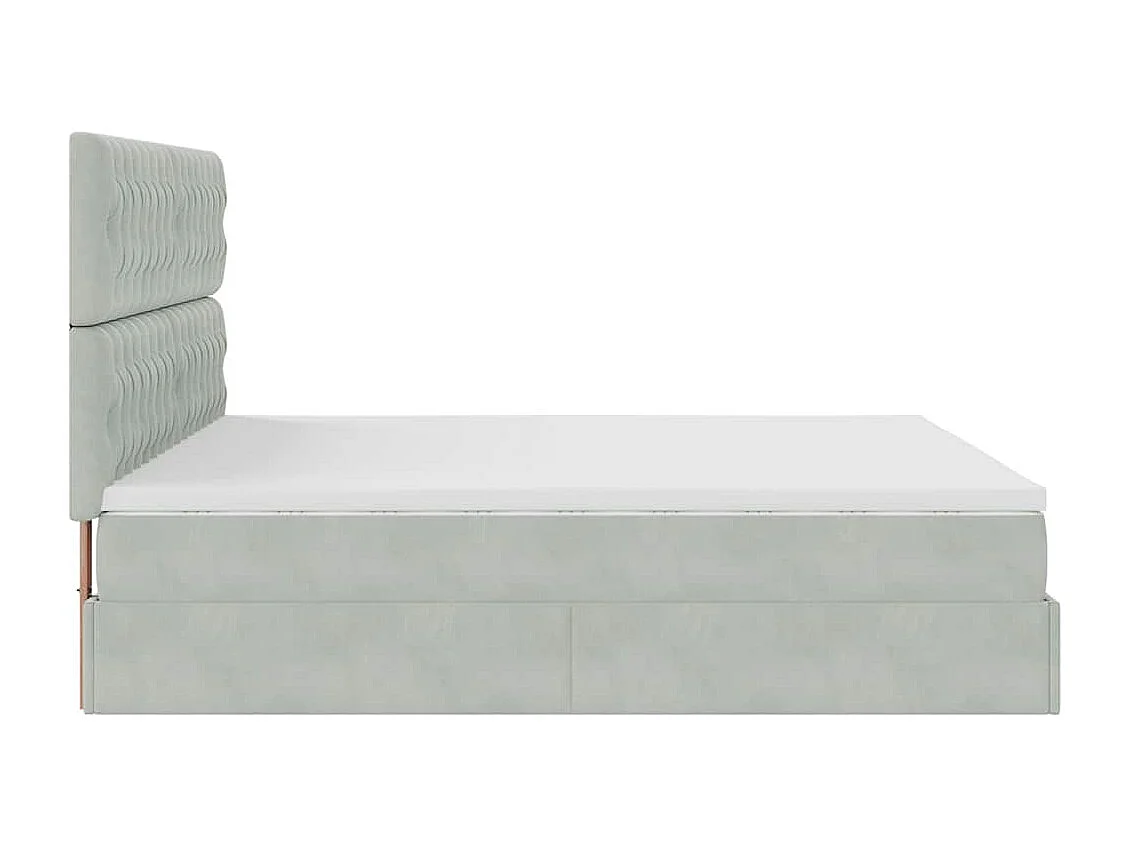 Cadre de lit ottoman avec matelas gris clair 200x200 cm velours