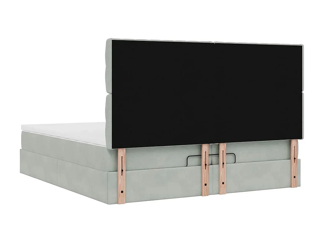 Cadre de lit ottoman avec matelas gris clair 200x200 cm velours
