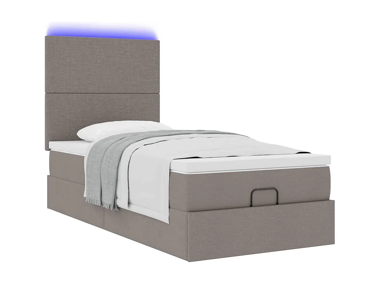 Cadre de lit ottoman avec matelas taupe 90x190 cm tissu
