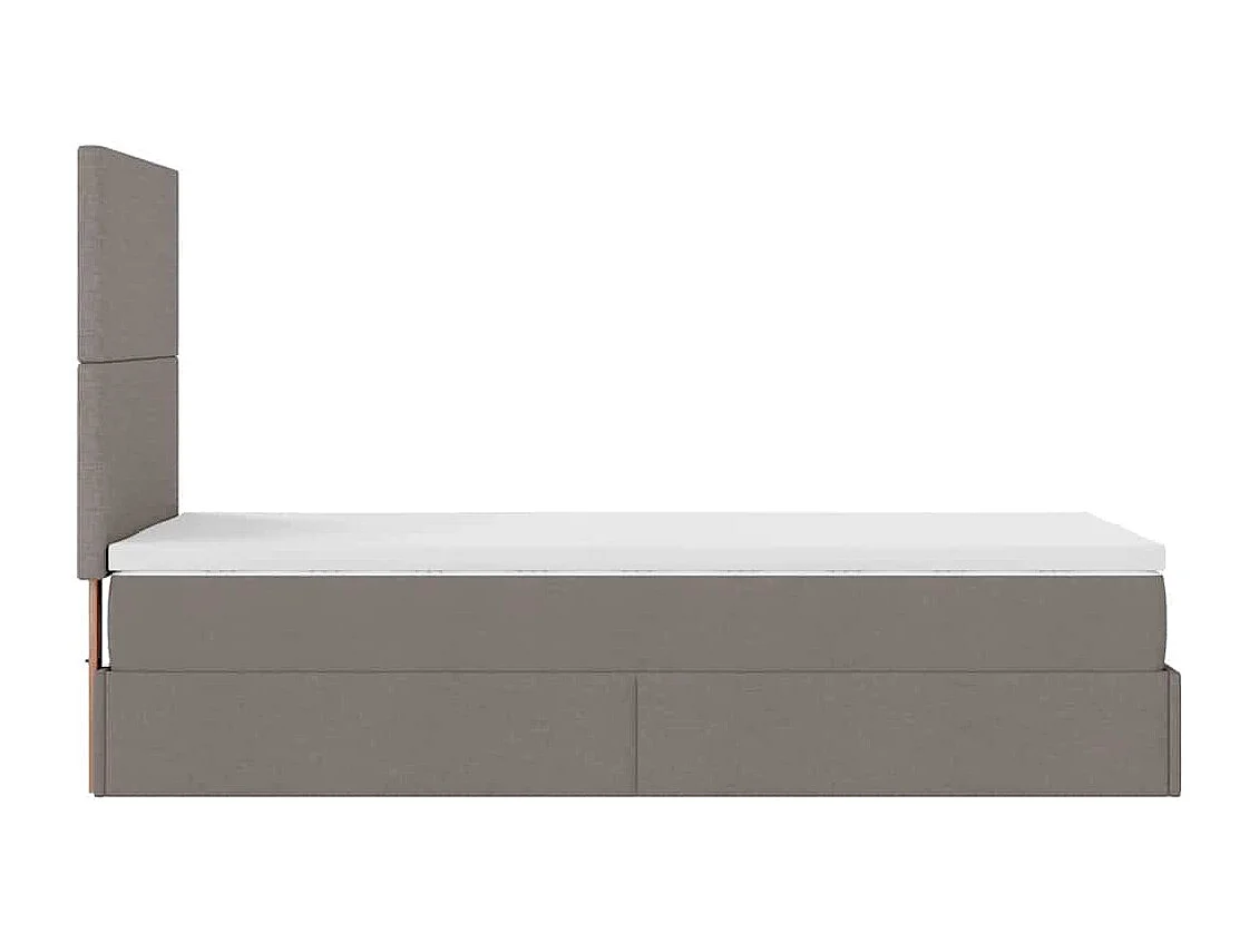 Cadre de lit ottoman avec matelas taupe 90x190 cm tissu