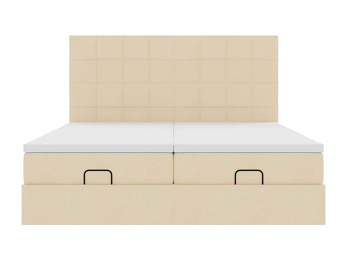 Estructura de cama otomana con colchones tela crema 160x200cm