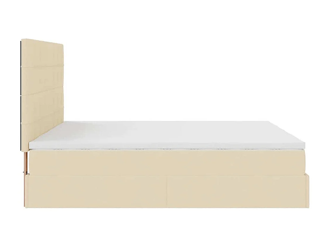 Estructura de cama otomana con colchones tela crema 160x200cm