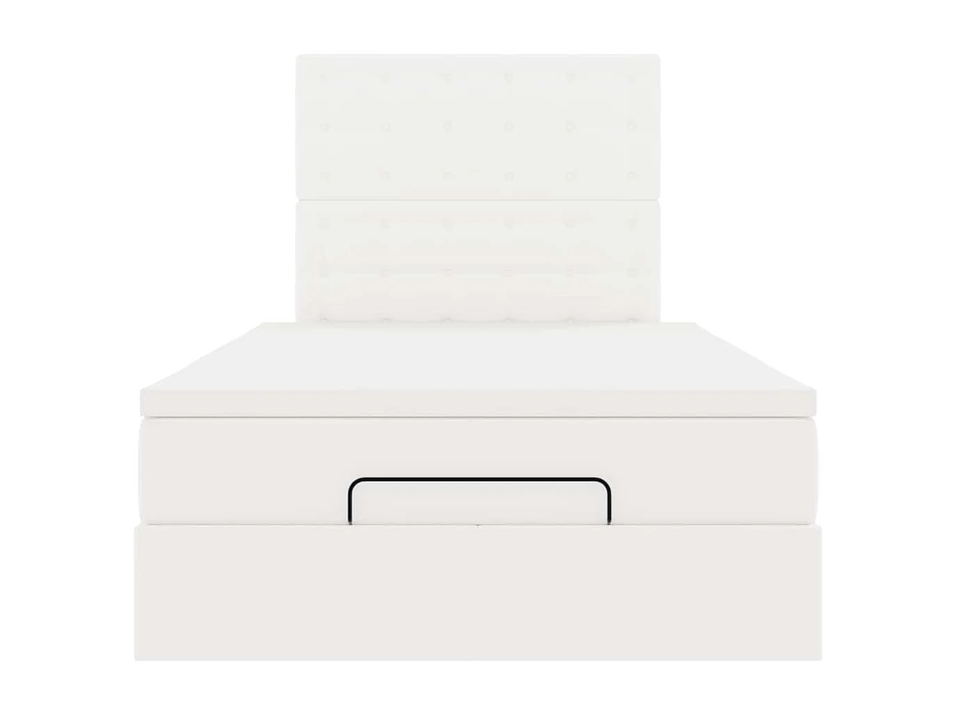 Estrutura de cama otomana com colchão branco Couro falso