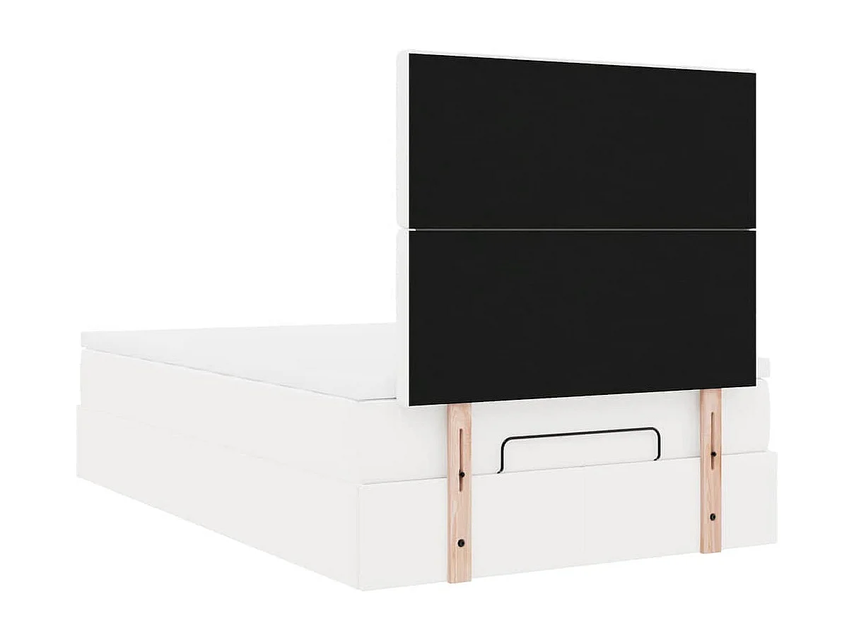 Estrutura de cama otomana com colchão branco Couro falso