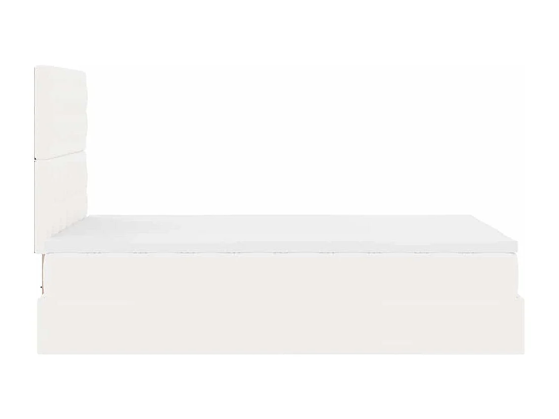 Estrutura de cama otomana com colchão branco Couro falso