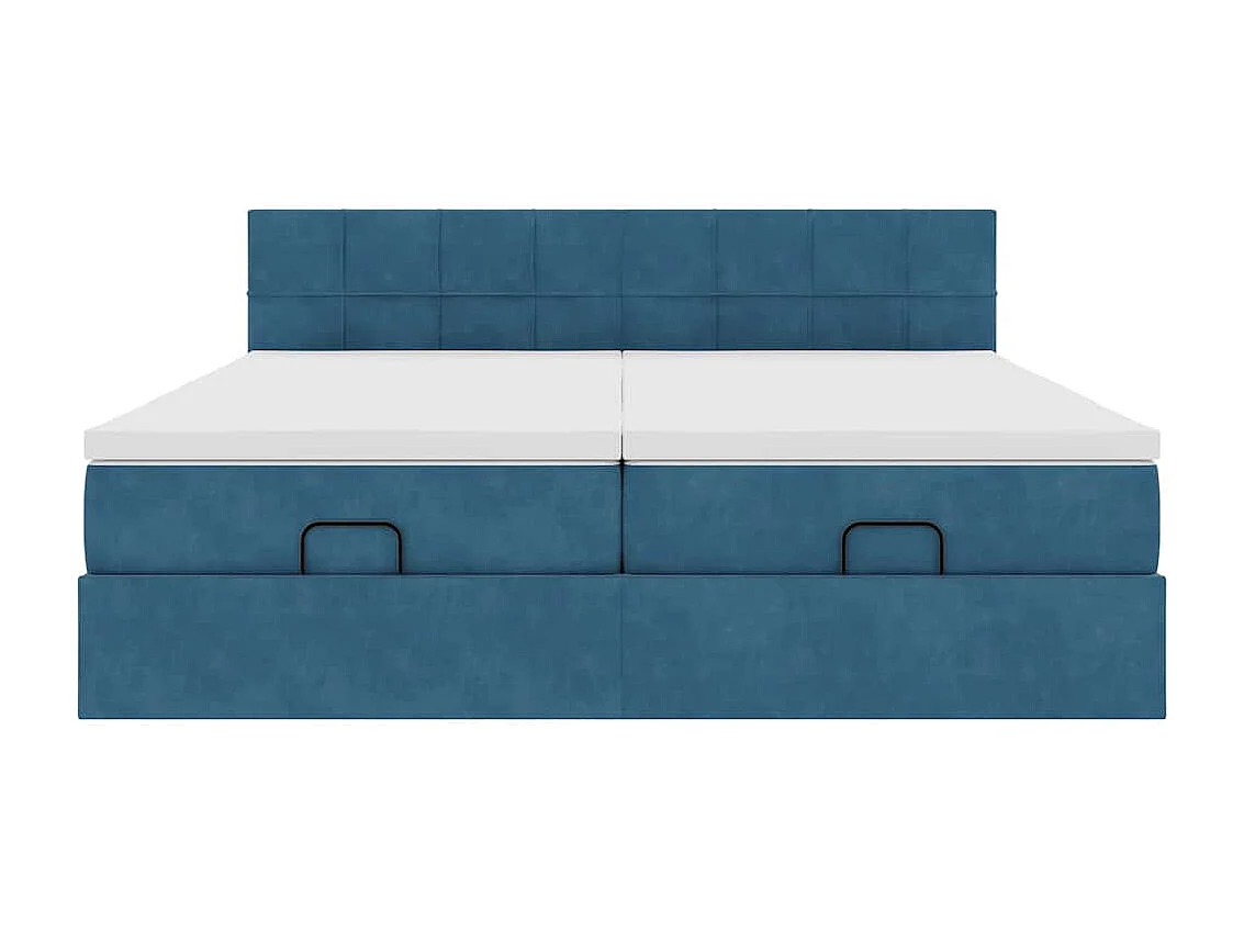 Cadre de lit ottoman avec matelas bleu foncé 160x200 cm velours