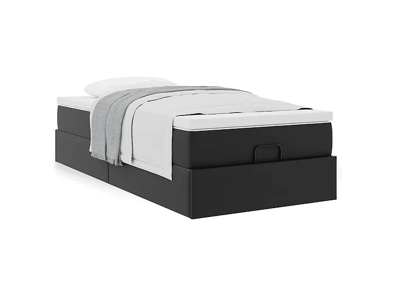 Cadre de lit ottoman avec matelas noir 90x190 cm similicuir