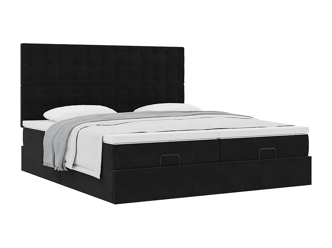 Ottoman bed met matrassen 200x200cm fluweel zwart