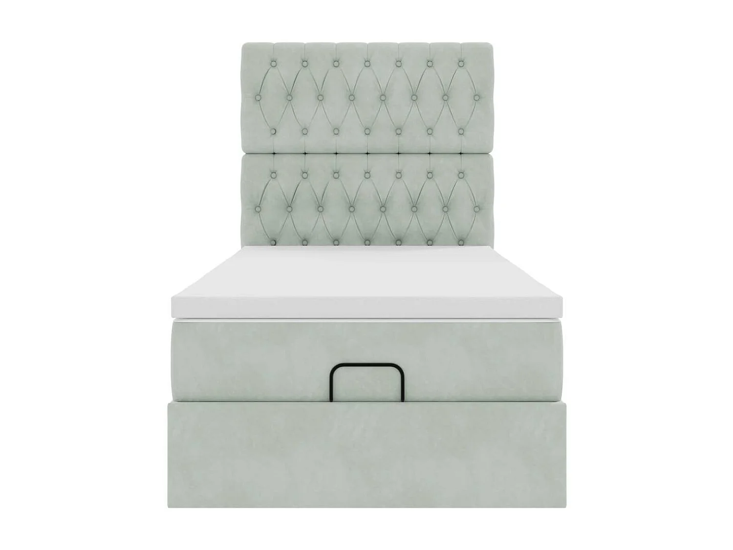 Estrutura cama otomana colchões 90x190 cm veludo cinzento claro