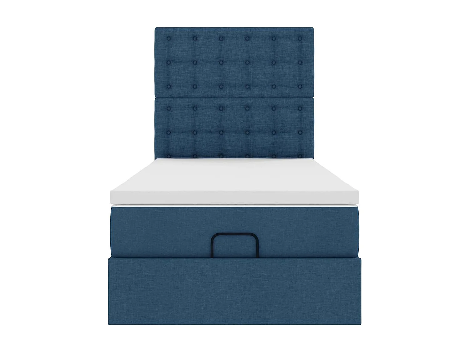 Cadre de lit ottoman avec matelas bleu 90x200 cm tissu