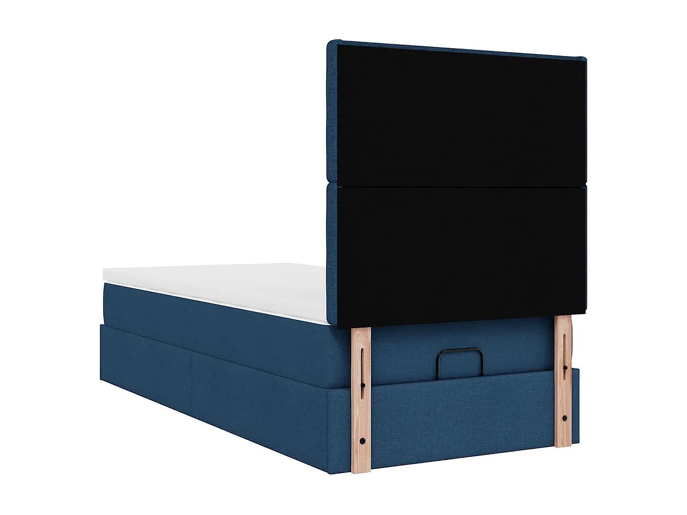 Cadre de lit ottoman avec matelas bleu 90x200 cm tissu