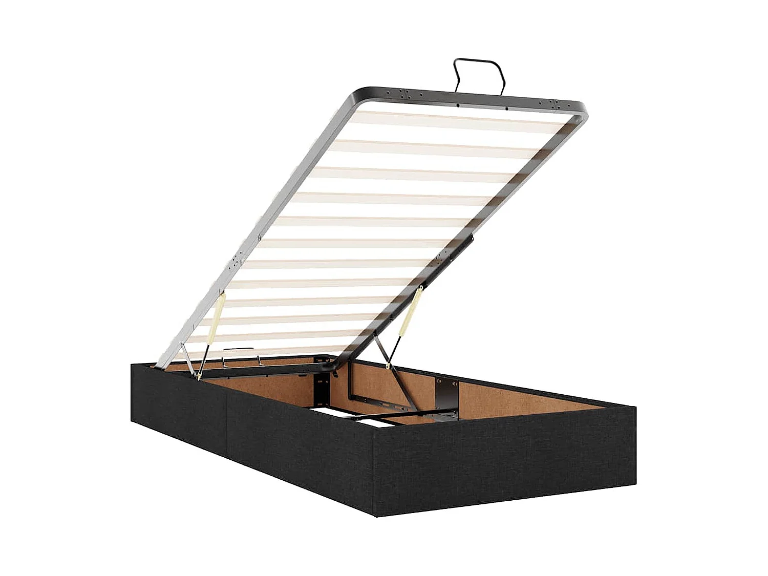 Cadre de lit ottoman avec matelas noir 80x200 cm tissu